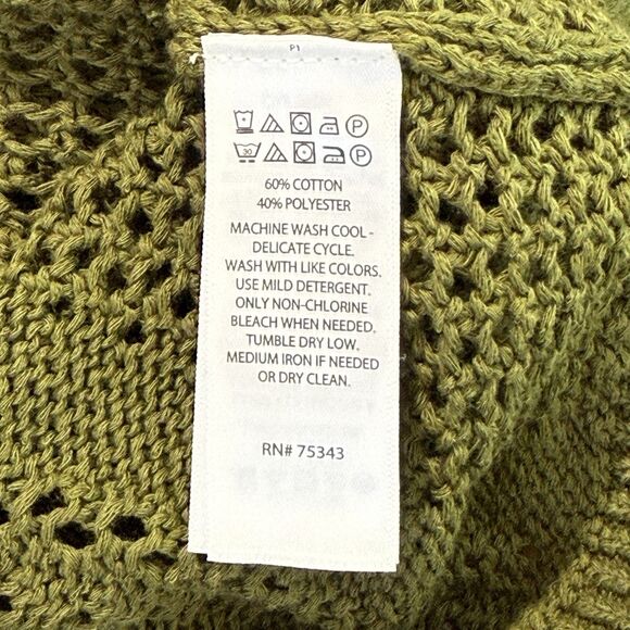 Martha Stewart 2pc Maxi Dress Set S Green Leaf Print Sweater Linen Blend Cottage - Picture 9 of 14